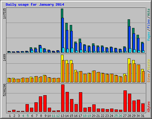 Daily usage for January 2014