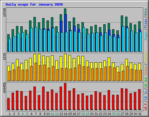 Daily usage for January 2020