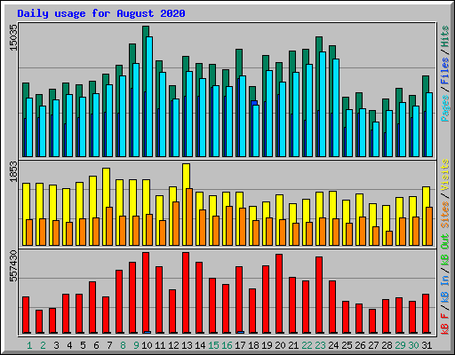 Daily usage for August 2020