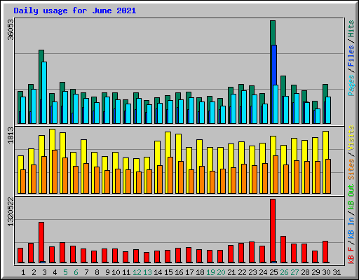 Daily usage for June 2021