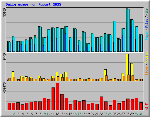 Daily usage for August 2025