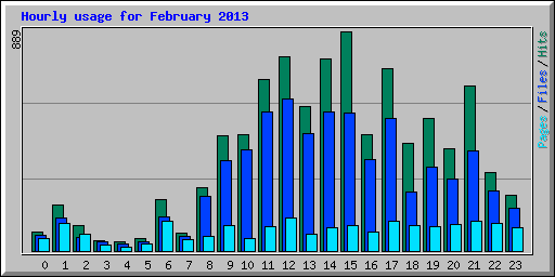 Hourly usage for February 2013