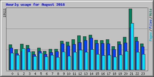 Hourly usage for August 2016